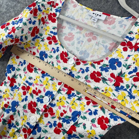 RIXO x Target Mini Dress 2 White Floral Linen Short Sleeve Button-Up A-Line - Picture 6 of 11